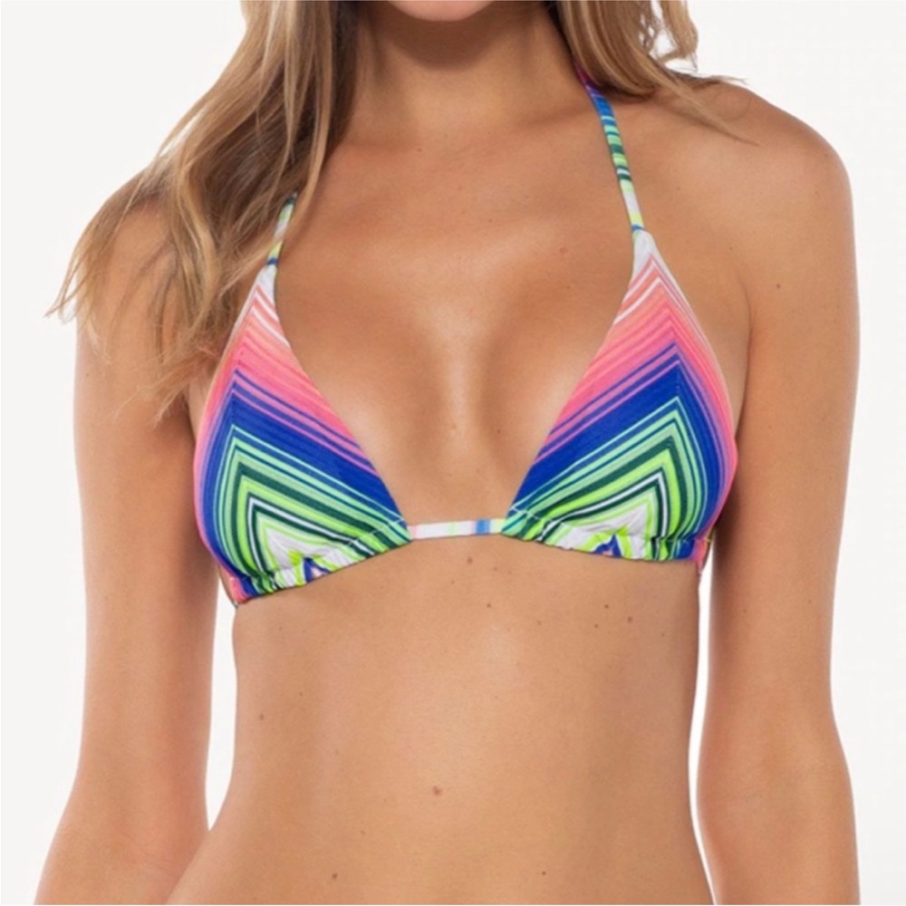 Becca Santa Catarina Triangle Bikini Top Multicolor Stripe Size S